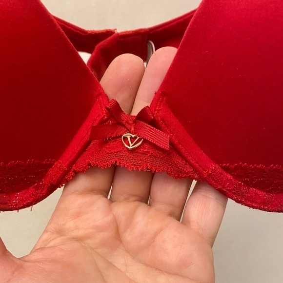 Victoria’s Secret 32D Body By Victoria Push Up Bra Lipstick Red Lace - Picture 7 of 14